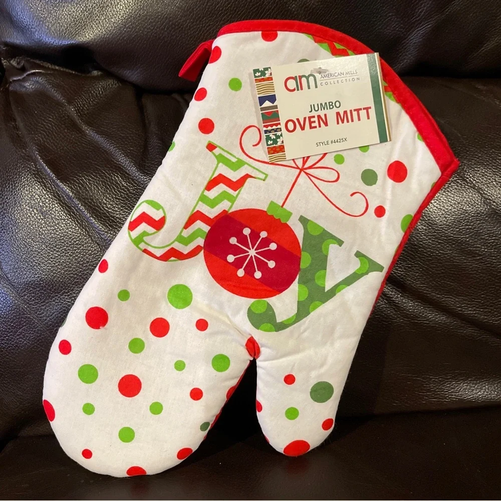 3 Pcs~Joy Ornament Kitchen Sets  1~Oven Mitts & 2~Pot holders